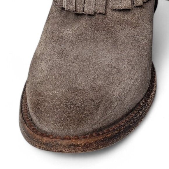 Freebird Belle Ankle Booties Women's Distressed Suede Tier Fringe Western Boho 6 - Picture 14 of 15